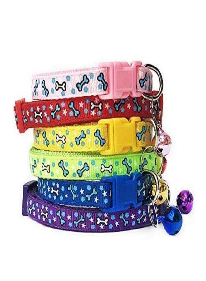 KittuPet Pack of 8 pcs Collar 4 pcs Collar is Flower Deisgn Reverisble Interactive Collar and 4 pcs Bone Print for Your Kitten Pupies Dog Size 10 MM Random Color - Image 5